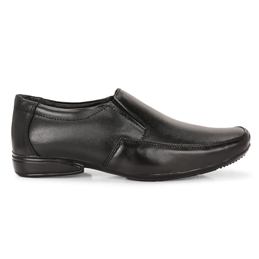 Elegant Black Formal Slip-On Shoes for Men | Genuine Leather Office & Party Wear Loafers