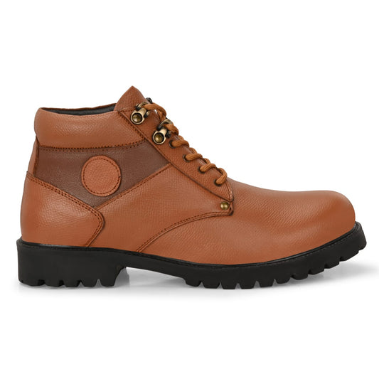 Men's High-Ankle Leather Boots | Outdoor Casual Lace-Up Boots with Anti-Slip Sole